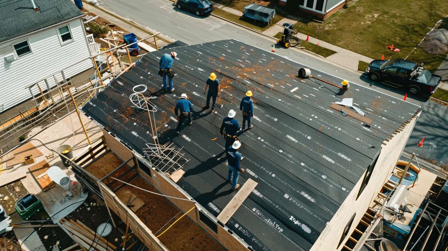 Professional roofing contractor installing new shingles on a residential home in Astoria, Queens