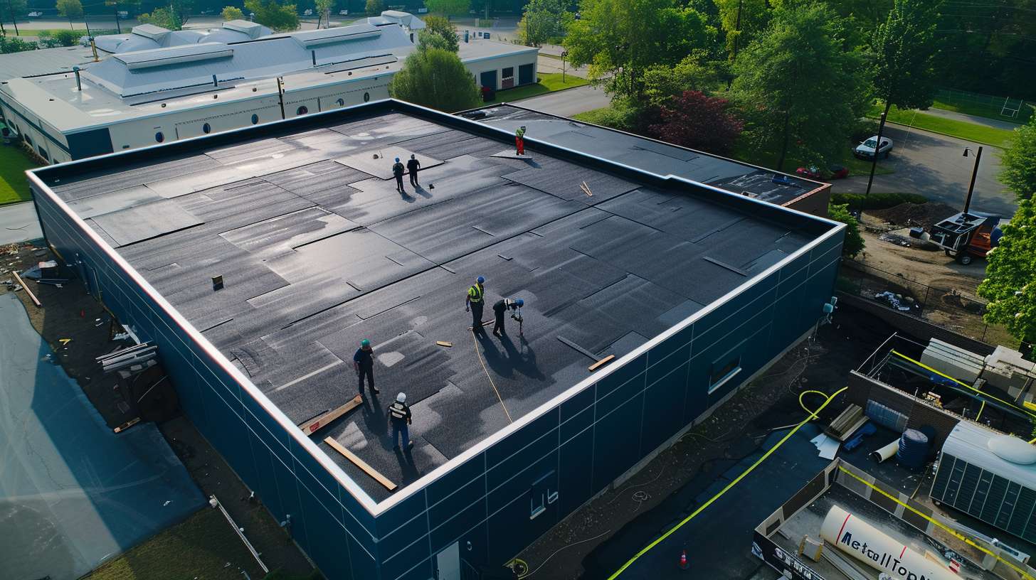 Emergency roof repair technician working on damaged shingle roof in Astoria, Queens