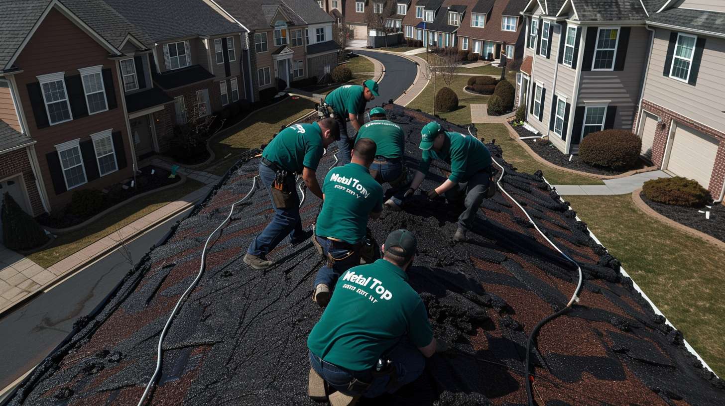 Professional roofing contractor inspecting storm damage on residential roof in Flushing, Queens for insurance claim documentation