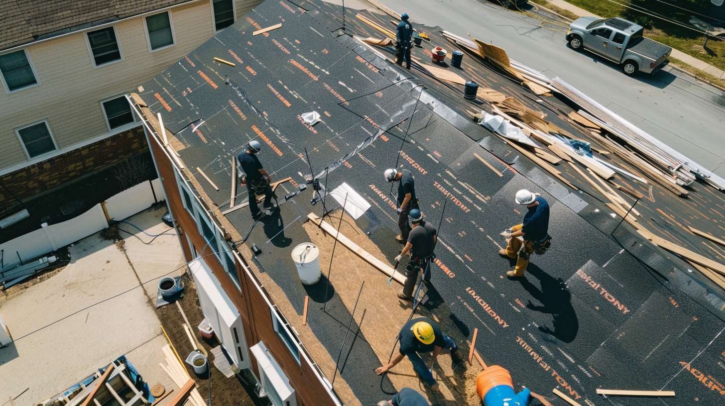 Professional roofing contractor installing shingles on residential home in Astoria, Queens