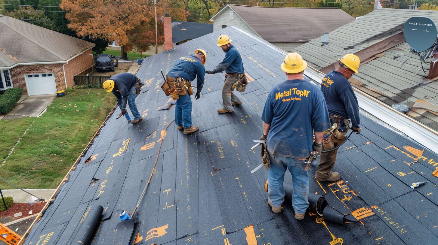 Residential roof installation in progress in Astoria, Queens neighborhood