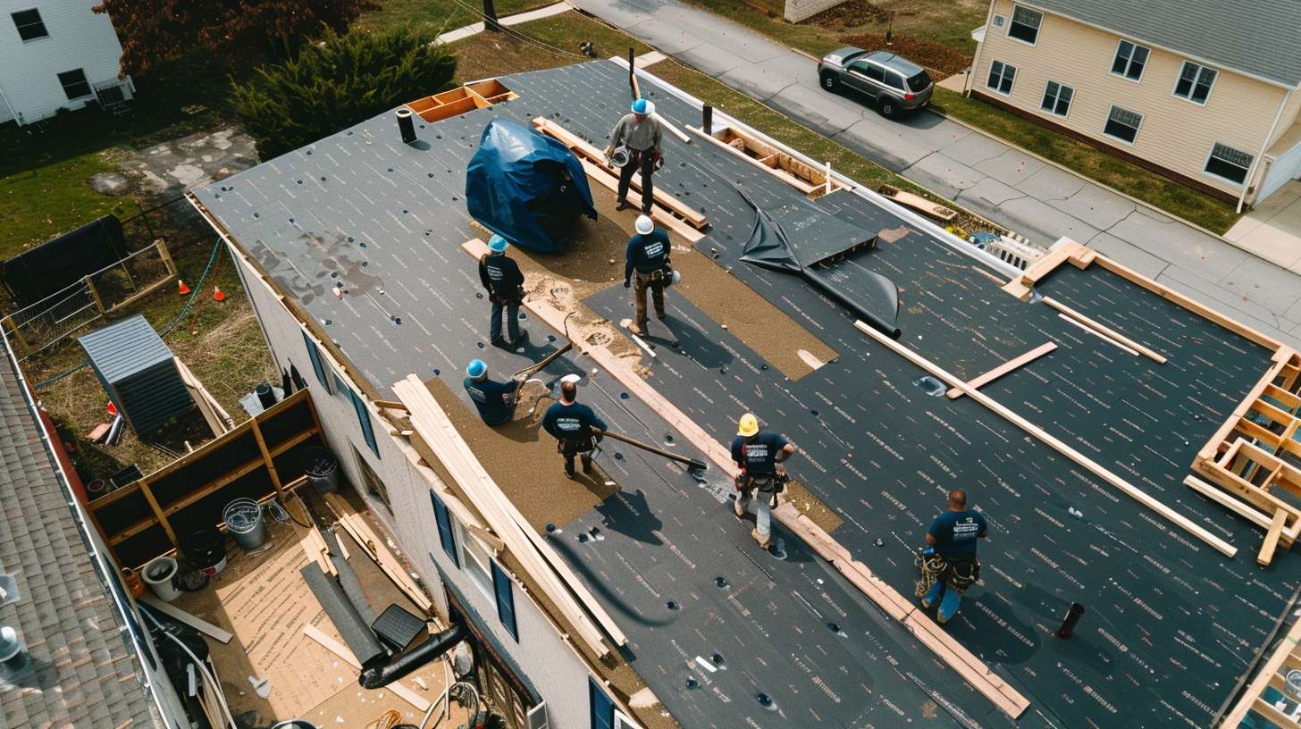 Professional roofer performing restoration work on a residential home in Astoria, Queens