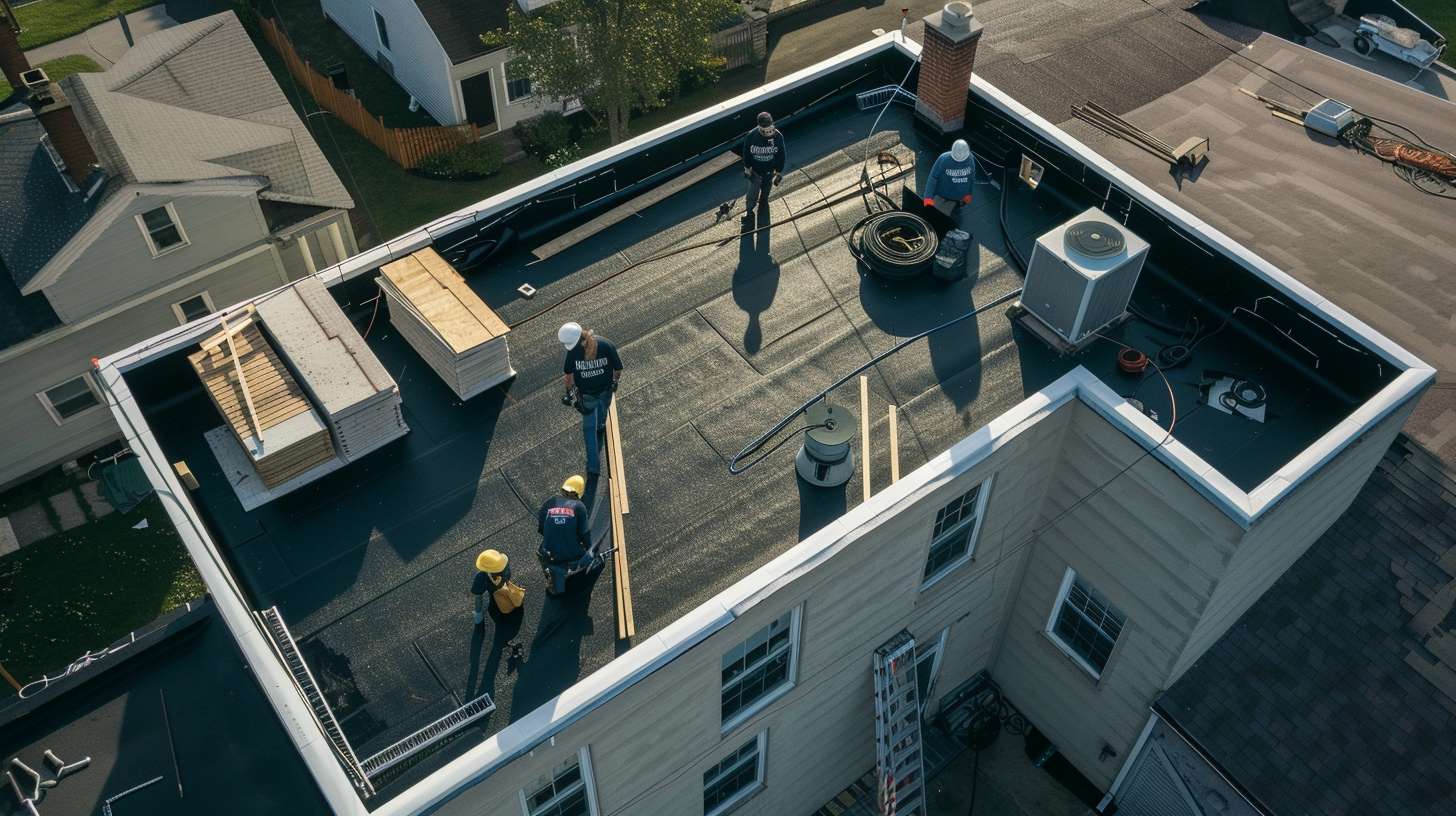 Roofing shingles installation on residential home in Astoria, Queens