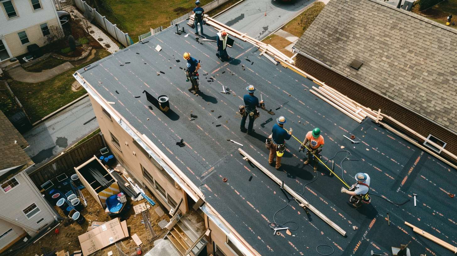 Professional roofer inspecting shingles on residential home in Astoria, Queens