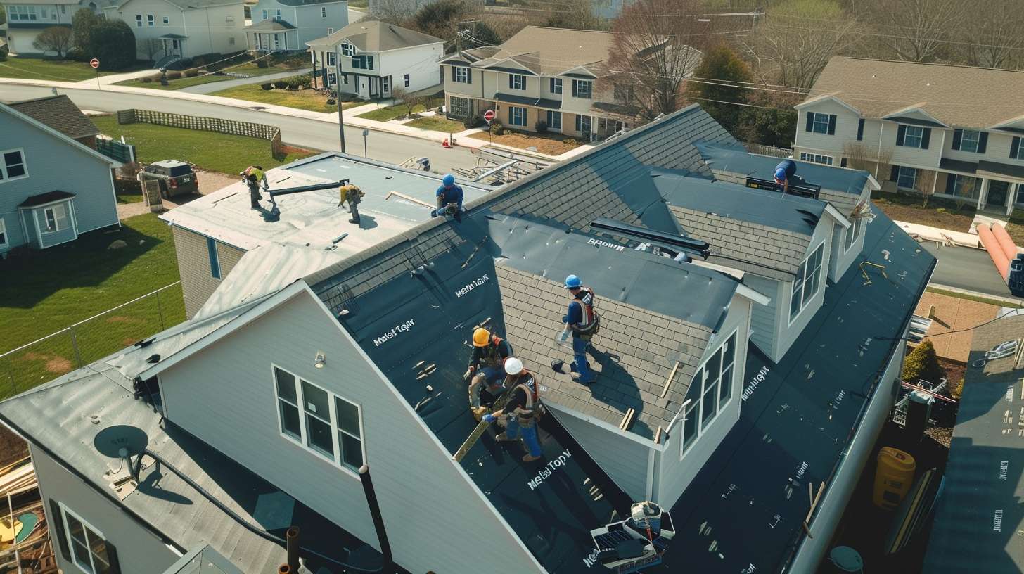 Roofer repairing shingles on residential roof in Astoria, Queens