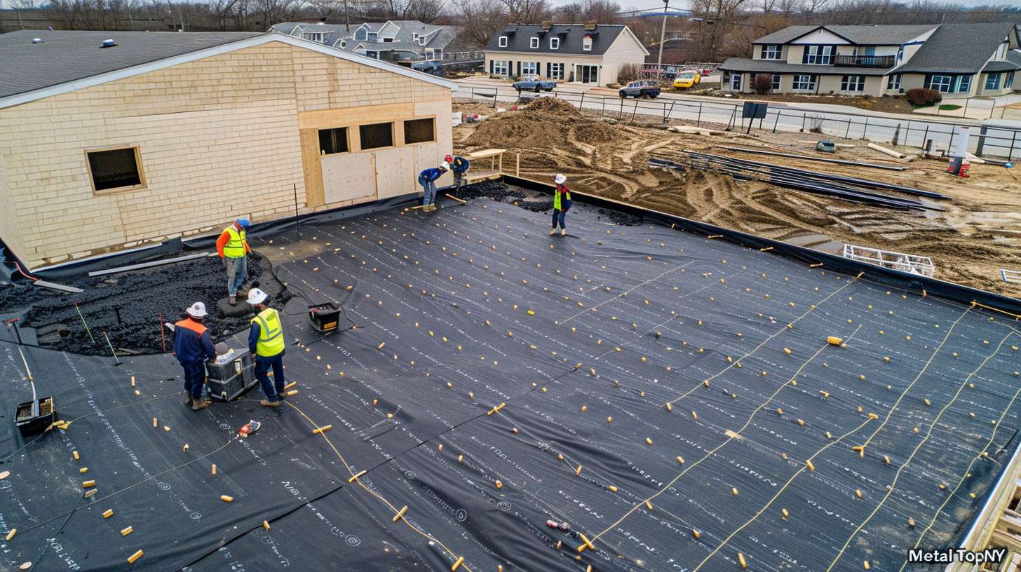 Slate roof repair specialist working on damaged tiles in Astoria, Queens