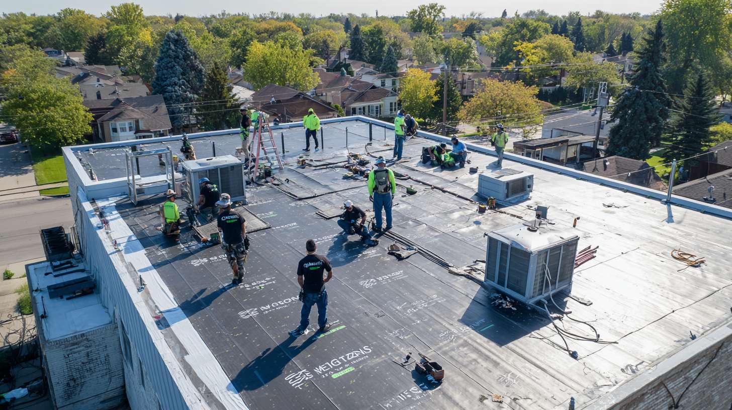 Professional roofers installing new shingles on a residential home in Flushing, Queens