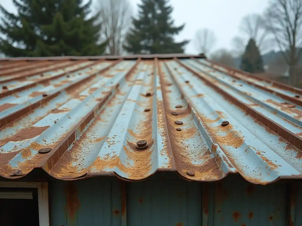 Showing rusty Metal Roofing